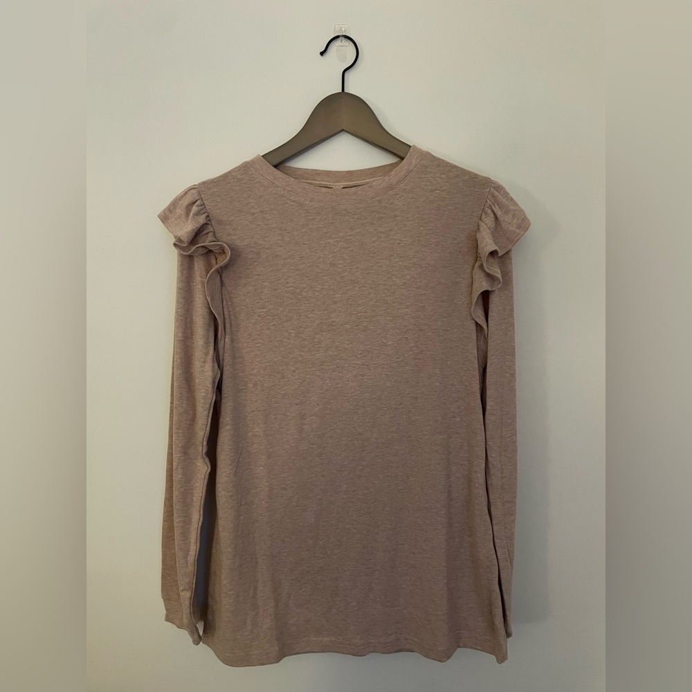 Super soft ruffle shoulder sweater, size S, NWT